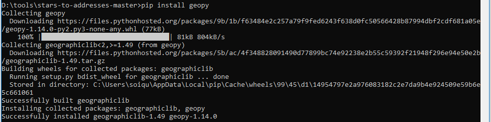 Install geopy