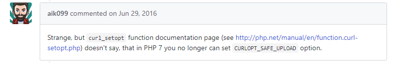 PHP 7 chặn CURLOPT_SAFE_UPLOAD 