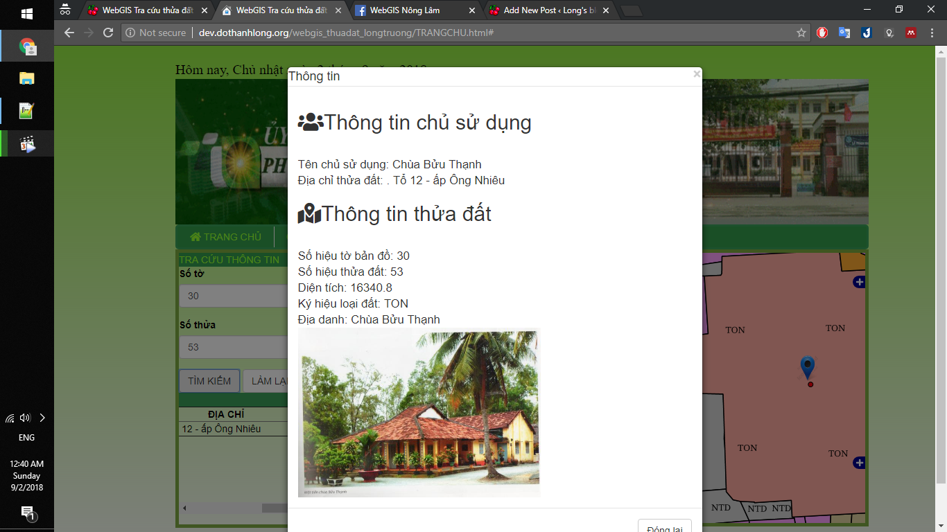 WebGIS tìm kiếm thửa đất phường Long Trường, Quận 9, tp. Hồ Chí Minh.